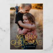 トレンディーエレガントタイポグラフィメリークリスマスフォト 箔シーズンカード (正面)