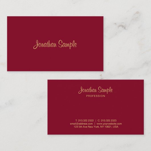 トレンディーエレガントデザインフェイク金ゴールド文字ラグジュアリー 名刺 (正面/裏面)