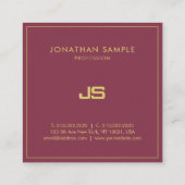 トレンディーエレガントデザインモノグラムプレインプレミアムリュックス スクエア名刺 (裏面)