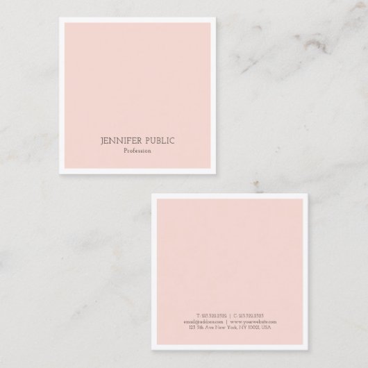 トレンディーエレガントデザイン赤面ピンクラグジュアリー スクエア名刺 (正面/裏面)