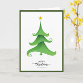 トレンディーエレガントノンフォトクリスマスツリー折り畳み カード (黄色い花)