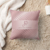 トレンディーエレガントバラ金ゴールドテンプレートモノグラムの クッション (ブランケット)