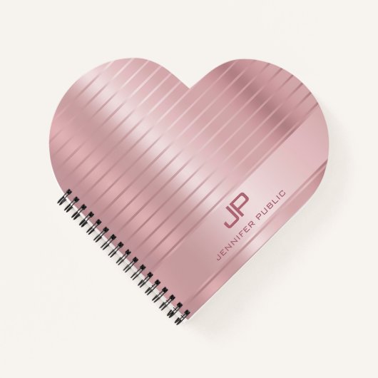 トレンディーエレガントバラ金ゴールドテンプレートモノグラムモダン ノートブック (正面)