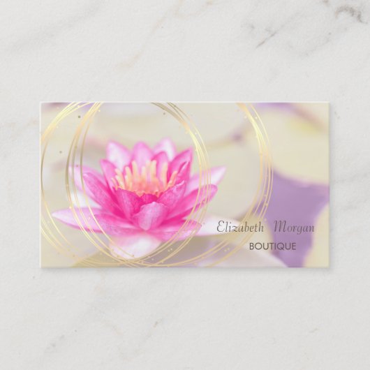 トレンディーエレガントバラ金ゴールド、金ゴールドサークル蓮 名刺 (正面)