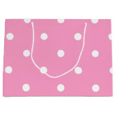 トレンディーエレガントピンクホワイト水玉模様テンプレート ラージペーパーバッグ (正面)