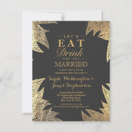 トレンディーエレガントフェイク描リーフパターン 招待状