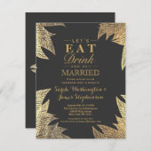 トレンディーエレガントフェイク描リーフパターン 招待状 (正面/裏面)