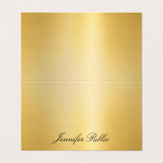 トレンディーエレガントフェイク金ゴールド手書き名モダン 名刺 (外部フラット)