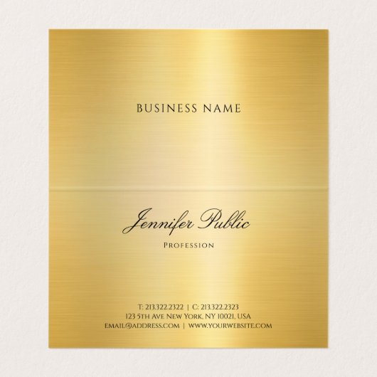 トレンディーエレガントフェイク金ゴールド手書き名モダン 名刺 (内部フラット)