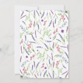 トレンディーエレガントフローララベンダーブライダルシャワー 招待状 (裏面)