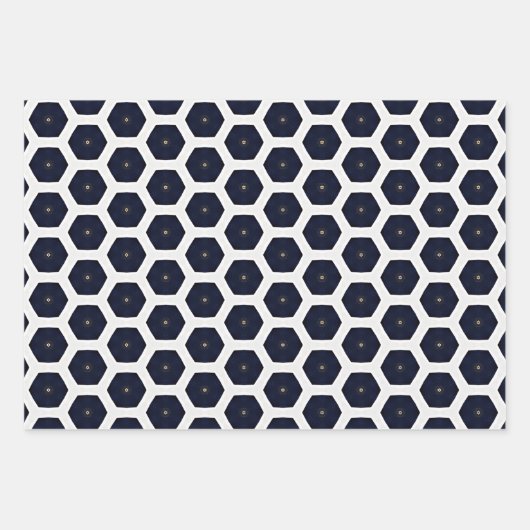 トレンディーエレガントブラック金ゴールドとホワイトラグジュアリー ラッピングペーパーシート (正面3)