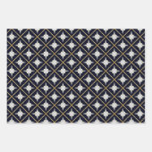 トレンディーエレガントブラック金ゴールドとホワイトラグジュアリー ラッピングペーパーシート (正面)