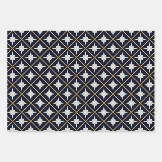 トレンディーエレガントブラック金ゴールドとホワイトラグジュアリー ラッピングペーパーシート (正面)