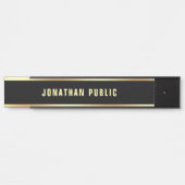 トレンディーエレガントブラック金ゴールド文字名モダンシンプル サインプレート (正面)