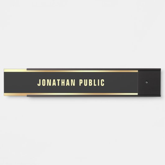トレンディーエレガントブラック金ゴールド文字名モダンシンプル サインプレート (正面)