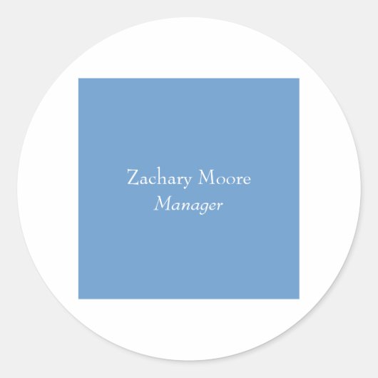 トレンディーエレガントプレーンシンプルミニマリストブルー白 ラウンドシール (正面)