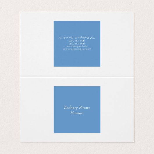 トレンディーエレガントプレーンシンプルミニマリストブルー白 名刺 (外部フラット)