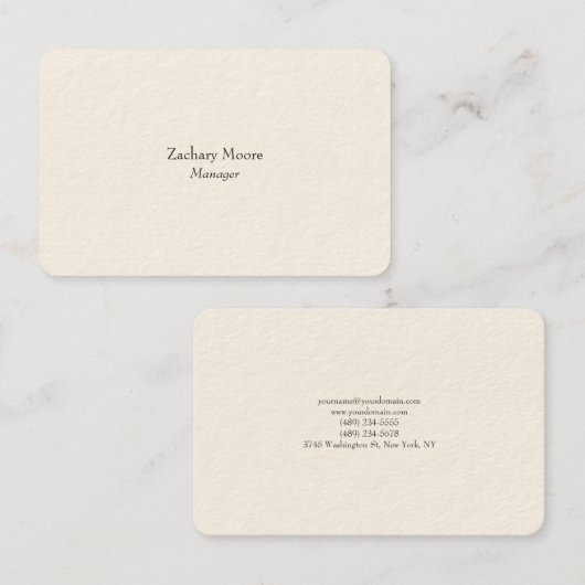 トレンディーエレガントプレーンシンプルミニマリスト白 名刺 (正面/裏面)