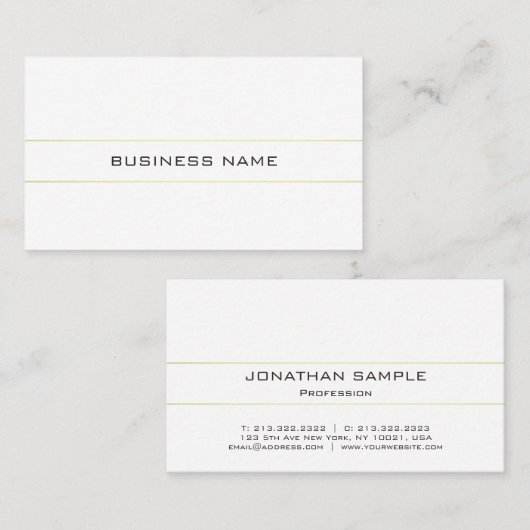 トレンディーエレガントプレーン金ゴールドホワイトミニマリスト 名刺 (正面/裏面)