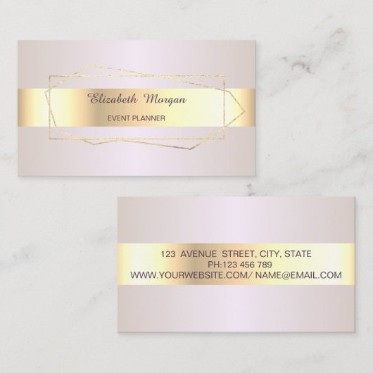 トレンディーエレガントプロフェッショナル金ゴールド幾何学模様、フレーム 名刺 (正面/裏面)