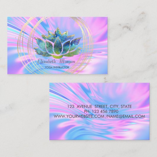 トレンディーエレガントプロフェッショナル、金ゴールドサークルLotus 名刺 (正面/裏面)