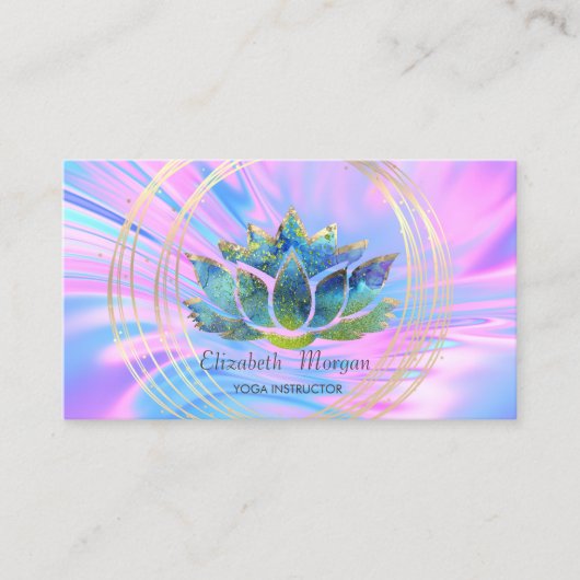 トレンディーエレガントプロフェッショナル、金ゴールドサークルLotus 名刺 (正面)