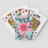 トレンディーエレガントペイズリー花柄イラストレーション トランプ (裏面)