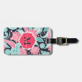 トレンディーエレガントペイズリー花柄イラストレーション ラゲッジタグ (正面横)