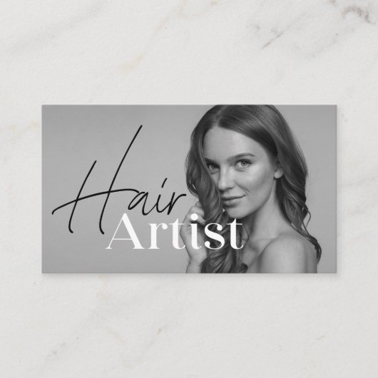 トレンディーエレガントホワイトヘアスタイリスト写真QRコード 名刺 (正面)