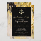 トレンディーエレガントマーブルロースクール卒業パーティー 招待状 (正面/裏面)