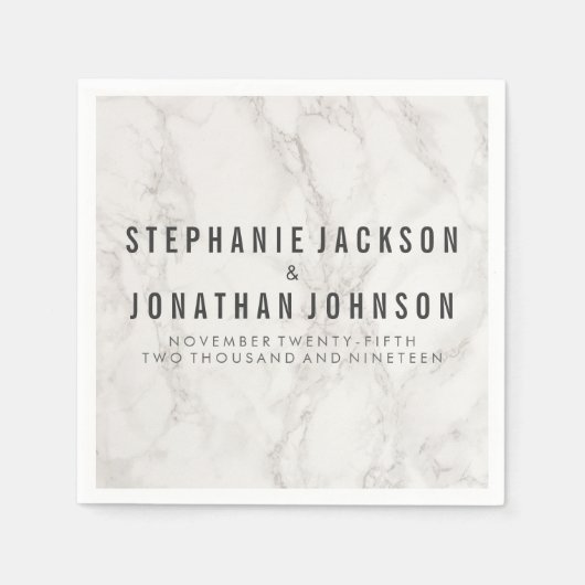 トレンディーエレガントマーブル結婚ズお祝い スタンダードカクテルナプキン (正面)