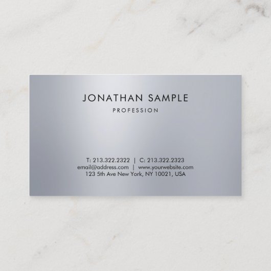 トレンディーエレガントミニマルモダン主義シルバールプレイン 名刺 (裏面)