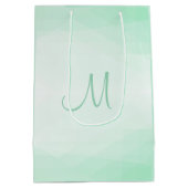 トレンディーエレガントミントグリーンカラーモノグラムモダン ミディアムペーパーバッグ (裏面)