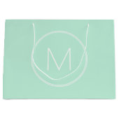 トレンディーエレガントミントグリーンカラーモノグラムモダン ラージペーパーバッグ (正面)