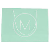 トレンディーエレガントミントグリーンカラーモノグラムモダン ラージペーパーバッグ (裏面)