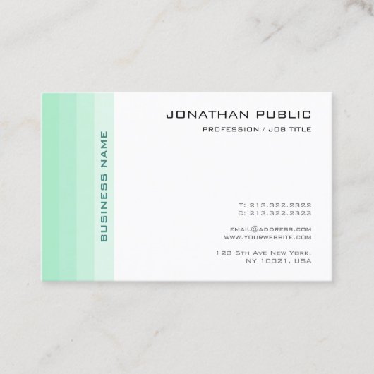 トレンディーエレガントミントグリーンホワイトモダンシンプル 名刺 (正面)