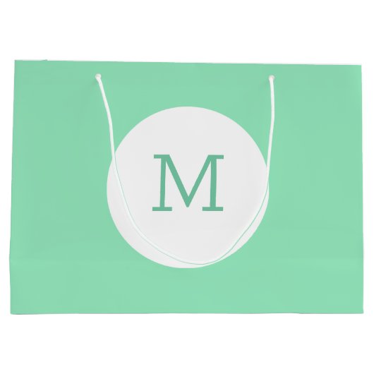 トレンディーエレガントミントモダングリーンカラーモノグラム ラージペーパーバッグ (裏面)