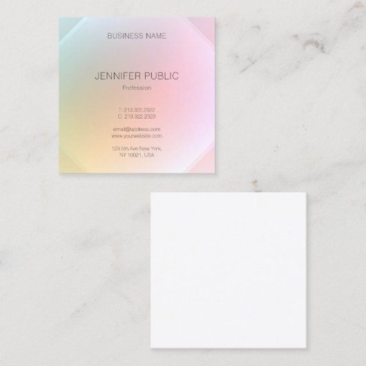 トレンディーエレガントモダンカラフルデザインテンプレート スクエア名刺 (正面/裏面)