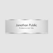 トレンディーエレガントモダンテンプレートフェイクシルバーカスタム 名札 (正面)