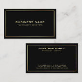 トレンディーエレガントモダンテンプレートブラック及び金ゴールド 名刺 (正面/裏面)