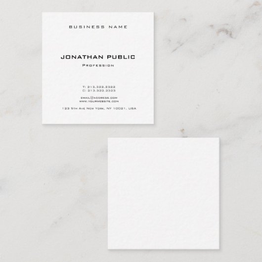 トレンディーエレガントモダンテンプレートプロフェッショナル スクエア名刺 (正面/裏面)