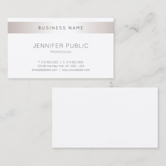 トレンディーエレガントモダンデザインシルバープレーン 名刺 (正面/裏面)