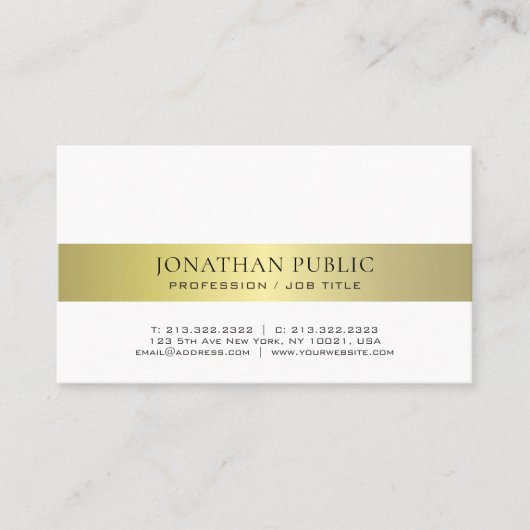 トレンディーエレガントモダンプロフェッショナル金ゴールドプレーン 名刺 (正面)