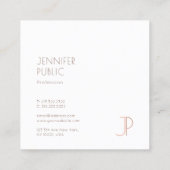 トレンディーエレガントモダンモノグラムのシンプルテンプレート スクエア名刺 (裏面)
