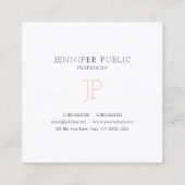 トレンディーエレガントモノグラムお洒落デザインラグジュアリーモダン スクエア名刺 (裏面)