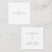 トレンディーエレガントモノグラムお洒落デザインラグジュアリーモダン スクエア名刺 (正面/裏面)