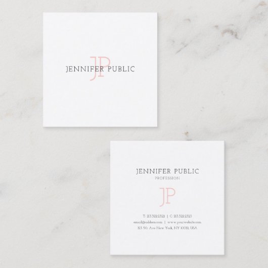 トレンディーエレガントモノグラムお洒落デザインラグジュアリーモダン スクエア名刺 (正面/裏面)