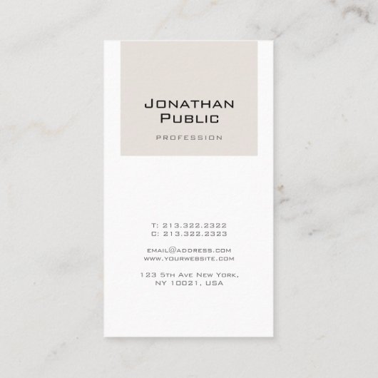 トレンディーエレガントモノグラムクリーンプレーンラグジュアリー 名刺 (裏面)