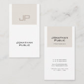 トレンディーエレガントモノグラムクリーンプレーンラグジュアリー 名刺 (正面/裏面)