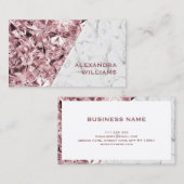 トレンディーエレガントリアリスティックピンクダイヤモンドホワイトマーブル 名刺 (正面/裏面)